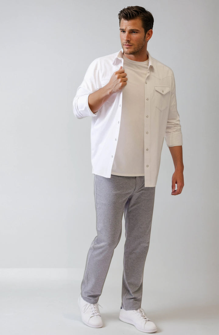 Cinqo Western Long Sleeve Tech Shirt - LONG SLEEVE SHIRTS-BUKI-White-Buki