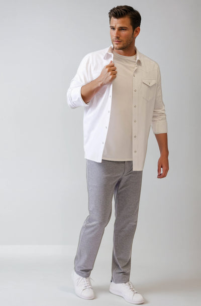 Cinqo Western Long Sleeve Tech Shirt - LONG SLEEVE SHIRTS-BUKI-White-Buki