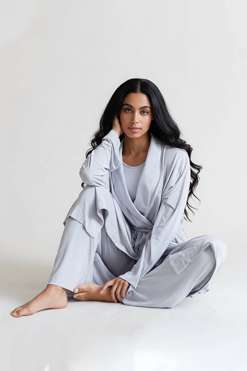 Collagen Lounge Robe-LOUNGEWEAR-BUKI-Pearl Grey-S/M-Buki