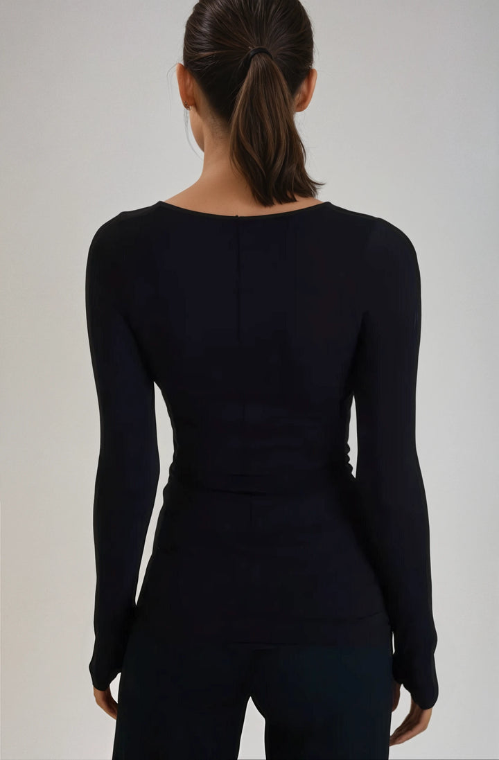 Collagen V-Neck-SHIRTS & BLOUSES-BUKI-Black-XS-Buki