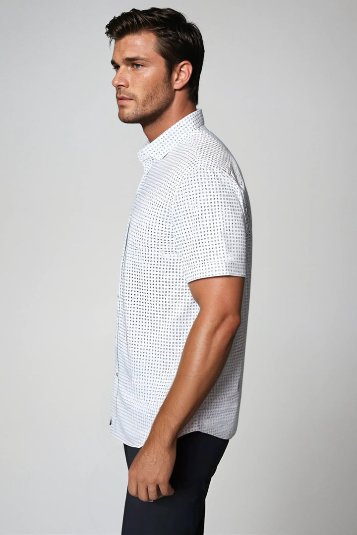 Connery Short Sleeve Tech Shirt-SHORT SLEEVE SHIRTS-BUKI-M-White/Navy-Buki