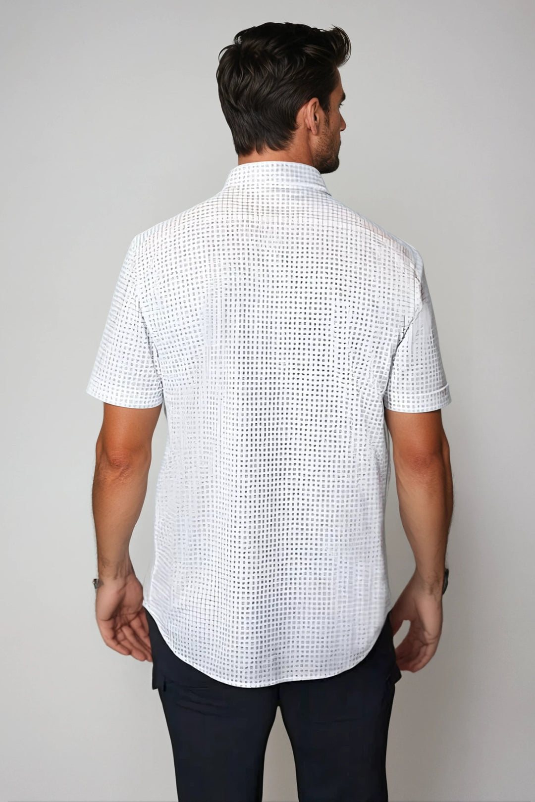 Connery Short Sleeve Tech Shirt-SHORT SLEEVE SHIRTS-BUKI-M-White/Navy-Buki