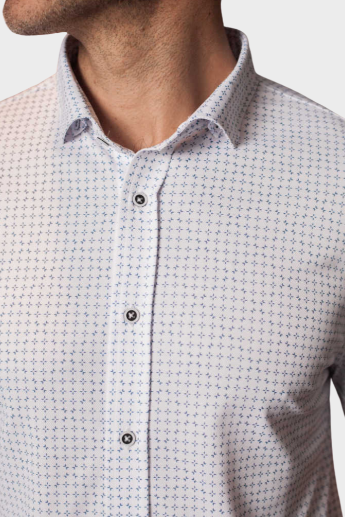 Connery Short Sleeve Tech Shirt-SHORT SLEEVE SHIRTS-BUKI-M-White/Navy-Buki