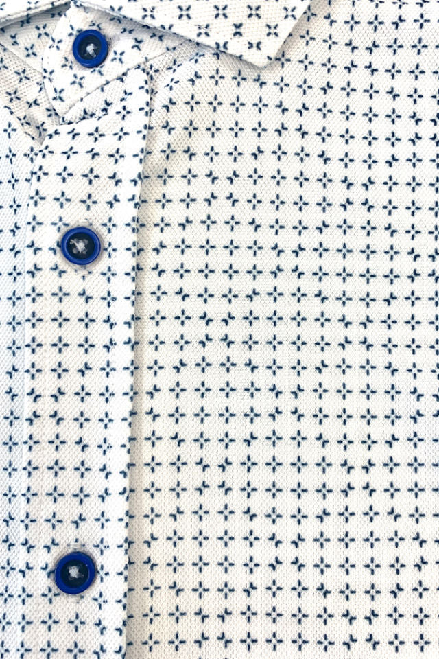 Connery Short Sleeve Tech Shirt-SHORT SLEEVE SHIRTS-BUKI-M-White/Navy-Buki