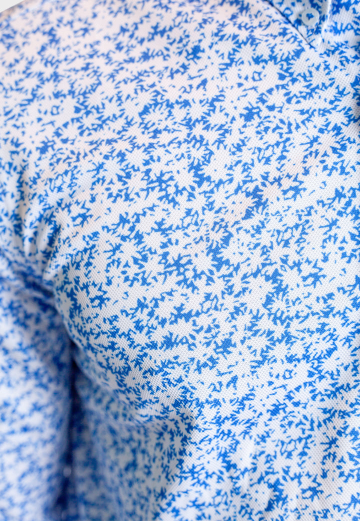 Five-O Floral Short Sleeve Tech Shirt-SHORT SLEEVE SHIRTS-BUKI-M-Blue/White-Buki