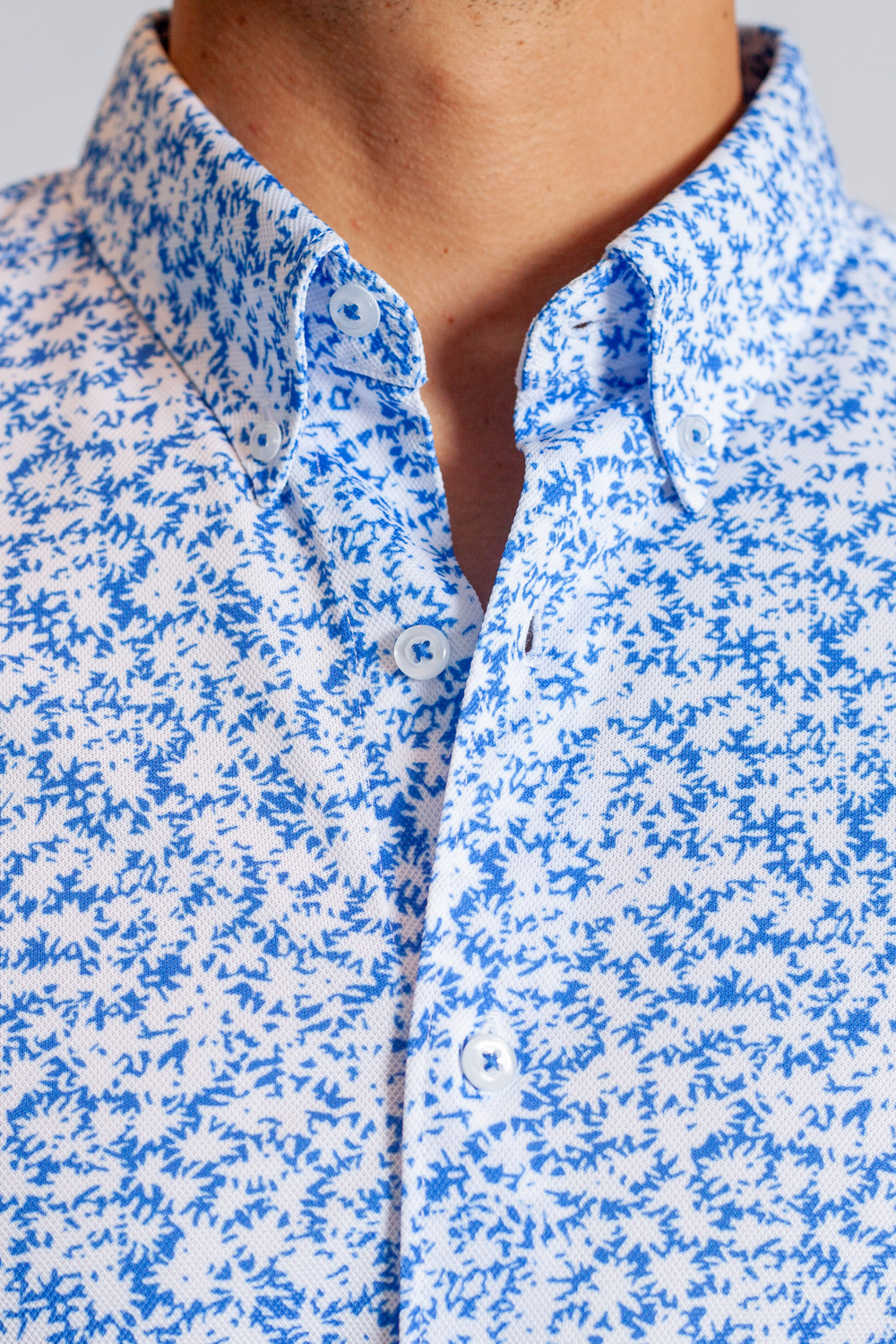 Five-O Floral Long Sleeve Tech Shirt-LONG SLEEVE SHIRTS-BUKI-M-Blue/White-Buki