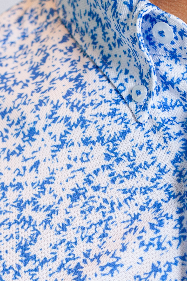 Five-O Floral Long Sleeve Tech Shirt-LONG SLEEVE SHIRTS-BUKI-M-Blue/White-Buki