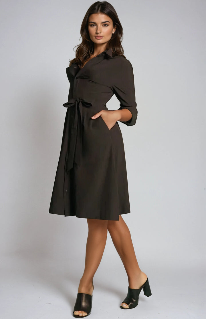 Kathleen Shirt Dress-DRESSES-BUKI-XS-Black-Buki
