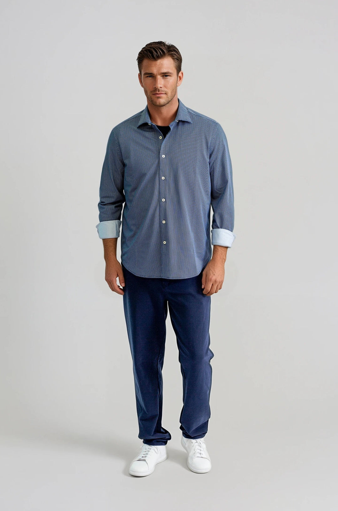 Studio Dot Long Sleeve Tech Shirt - Navy-LONG SLEEVE SHIRTS-BUKI-M-Navy-Buki