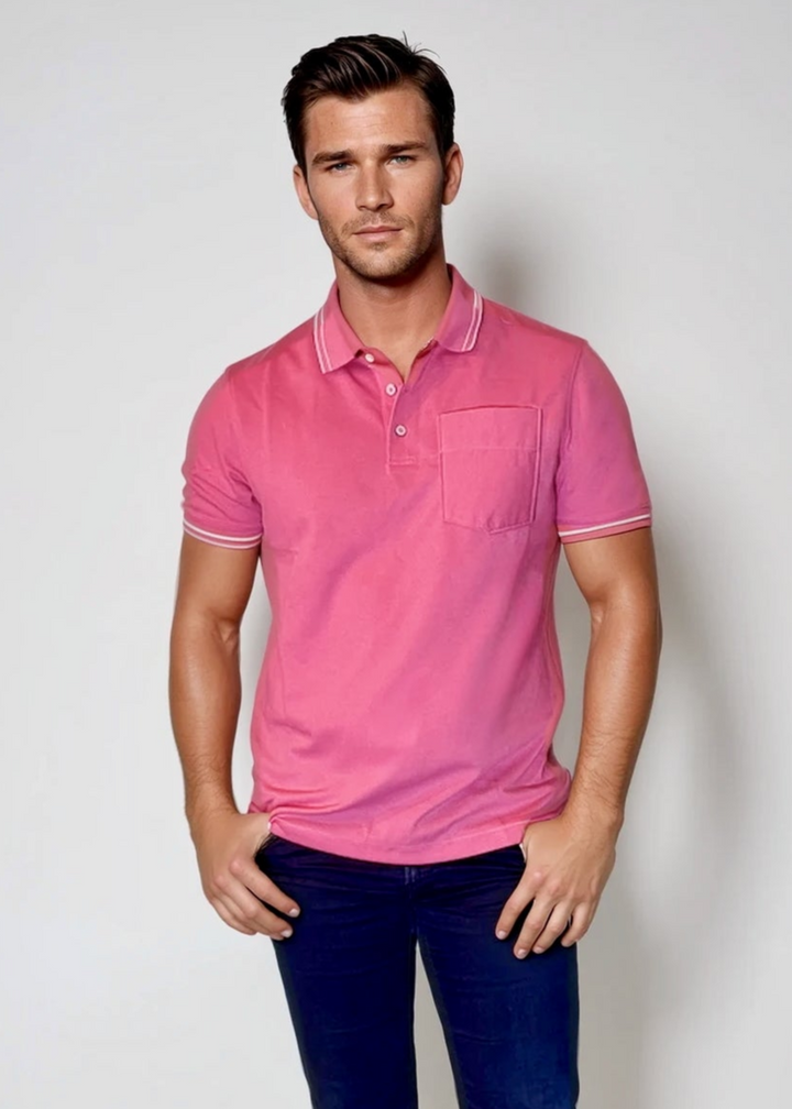 Pocket Polo Shirt - Pink-POLO SHIRTS-BUKI-Pink-M-Buki