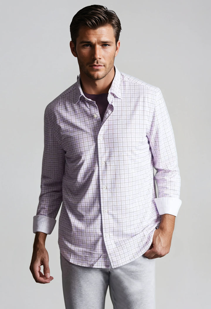 Matt Plaid Long Sleeve Tech Shirt-LONG SLEEVE SHIRTS-BUKI-S-Buki