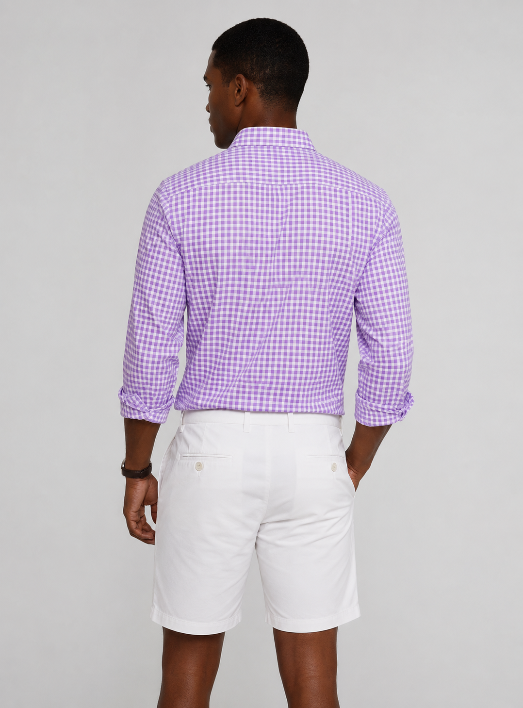 Mauro Long Sleeve Check Tech Shirt - Lavender-LONG SLEEVE SHIRTS-BUKI-M-Lavender-Buki