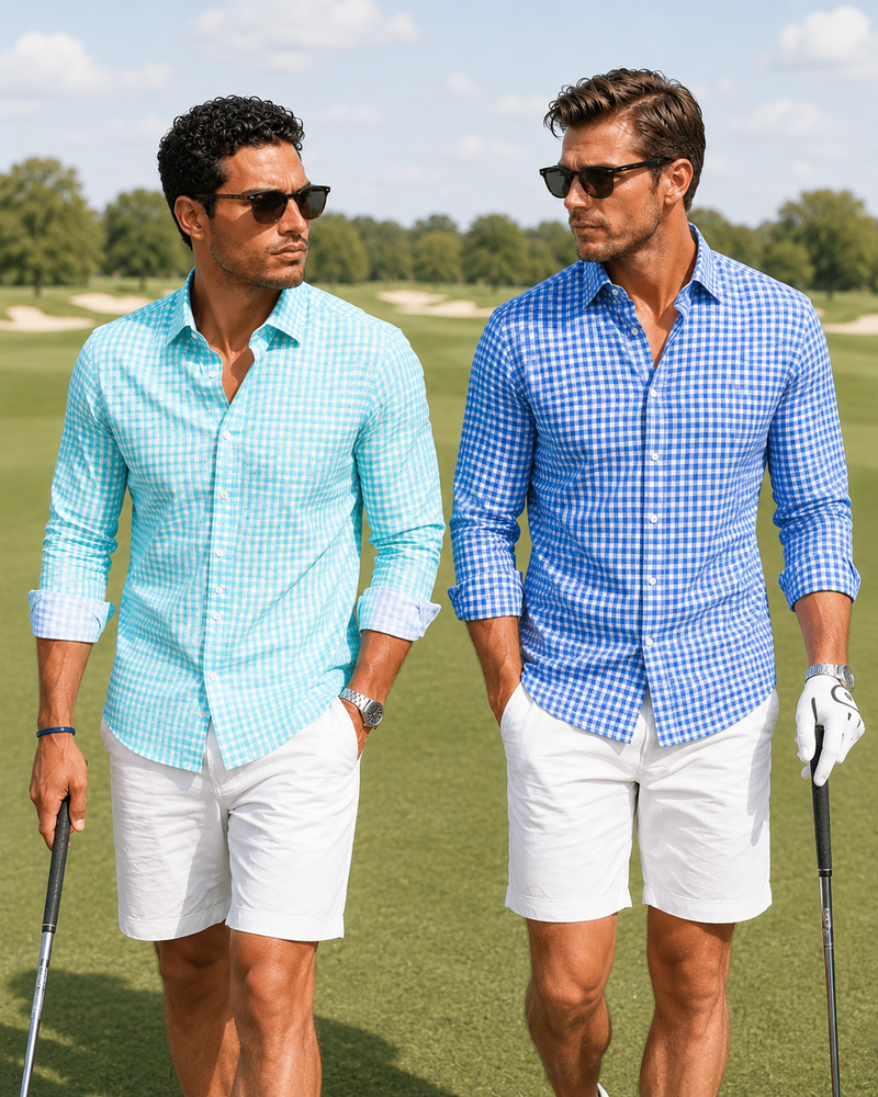 Men in Buki Long Sleeve Tech shirts on the Golf course. 