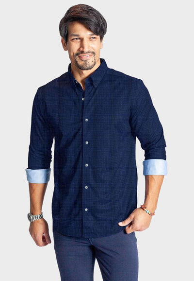 Moody Blues Long Sleeve Plaid Tech Shirt-Long Sleeve Shirts-Buki