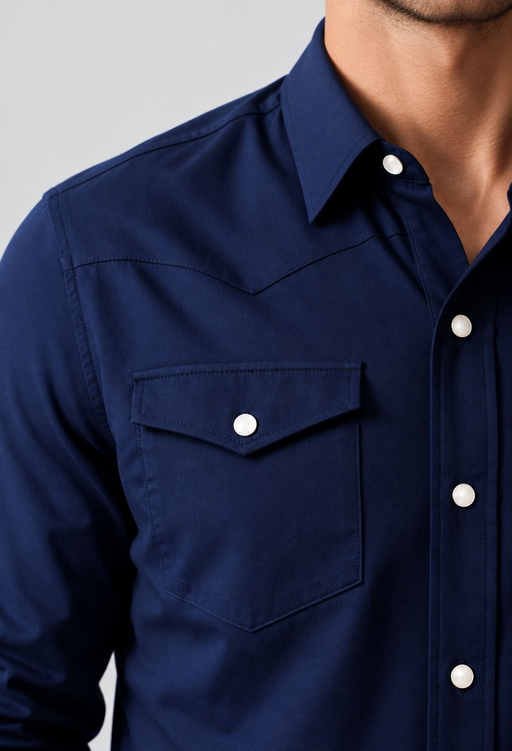 Cinqo Western Long Sleeve Tech Shirt -LONG SLEEVE SHIRTS-BUKI-navy