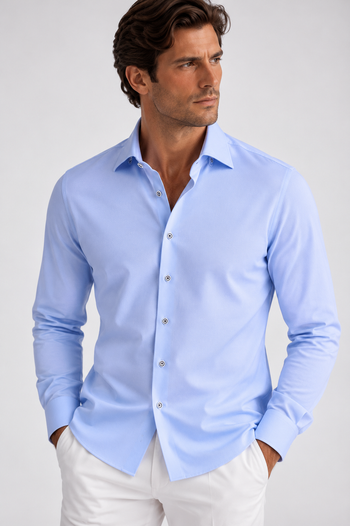 Single Shot Long Sleeve Tech Shirt - French Blue-LONG SLEEVE SHIRTS-BUKI