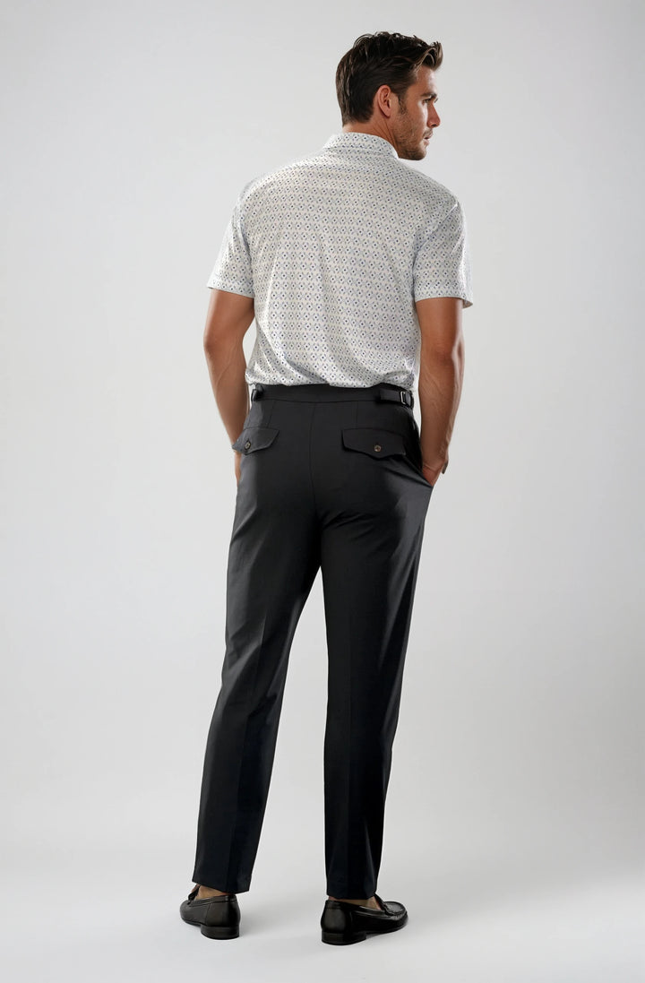 Pleated Wool Trouser Pants - Navy-PANTS-BUKI-M-Navy-Buki