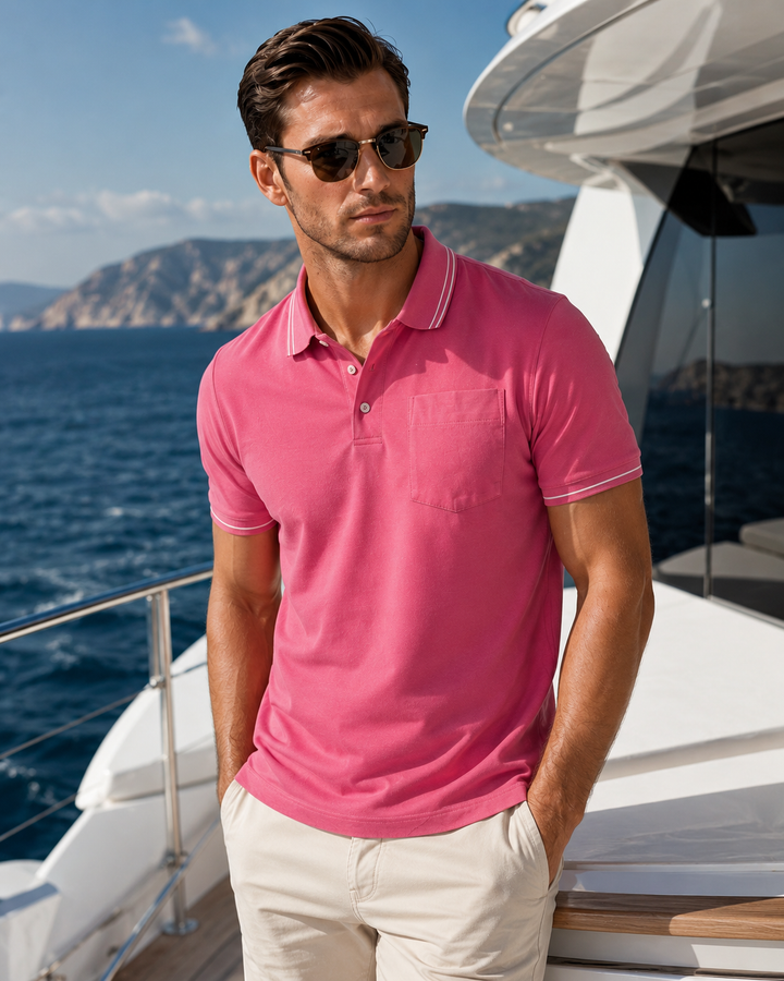 Pocket Polo Shirt - Pink-POLO SHIRTS-BUKI-Pink-M-Buki