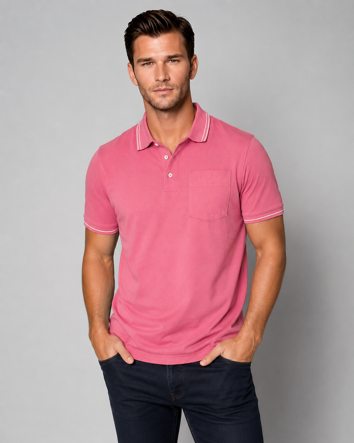 Pocket Polo Shirt - Pink-POLO SHIRTS-BUKI-Pink-M-Buki