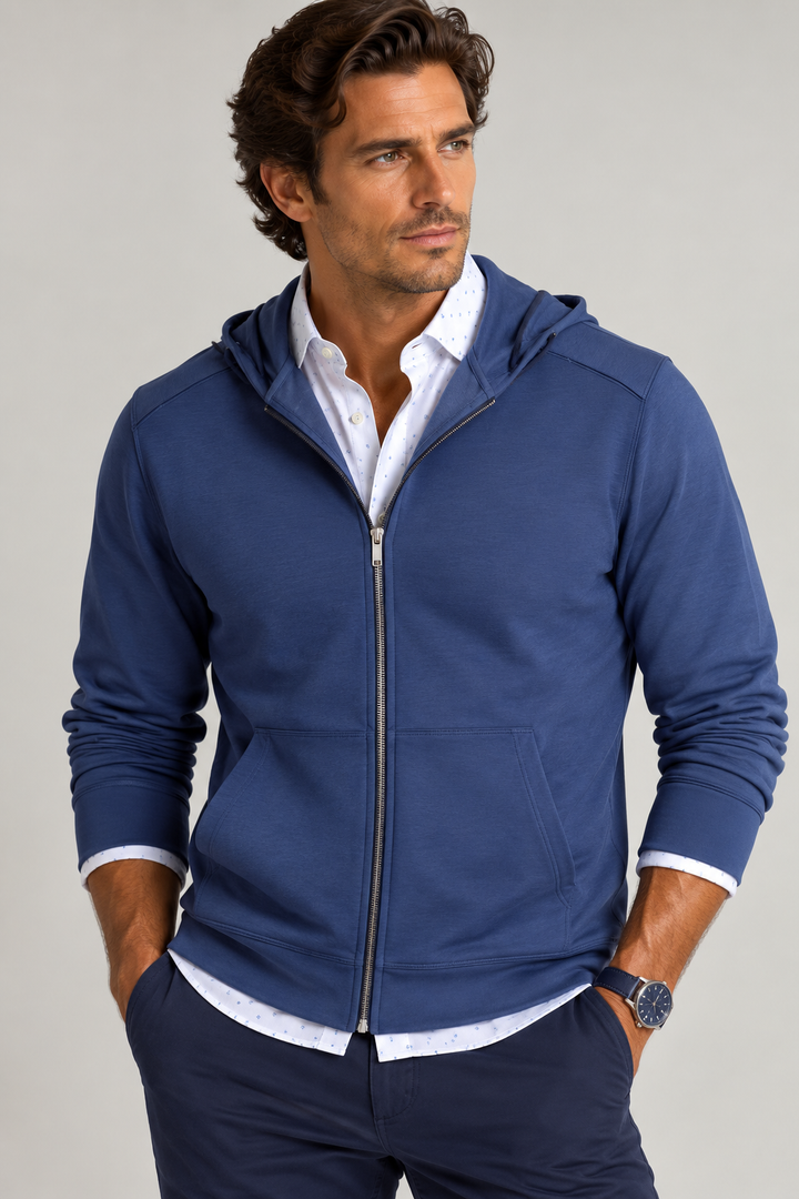 Remix Full Zip Hoodie Sweatshirt-ZIP SWEATSHIRTS-BUKI-XL-Tokyo Blue-Buki