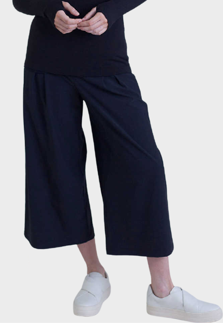 Resort Crop Pant- wide leg crop pant with pleats: Womens | Buki Apparel ...