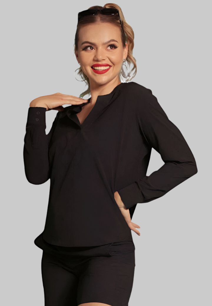 Resort Vee Shirt, in Black -Buki