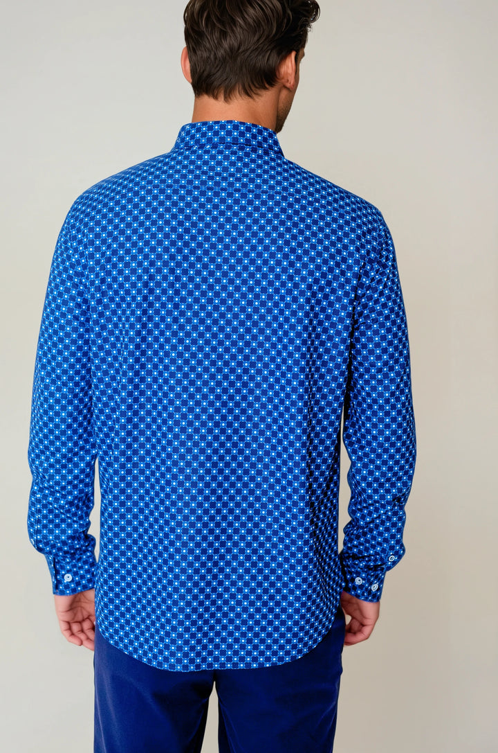 Retro Blues Long Sleeve Tech Shirt-LONG SLEEVE SHIRTS-BUKI-M-Navy-Buki