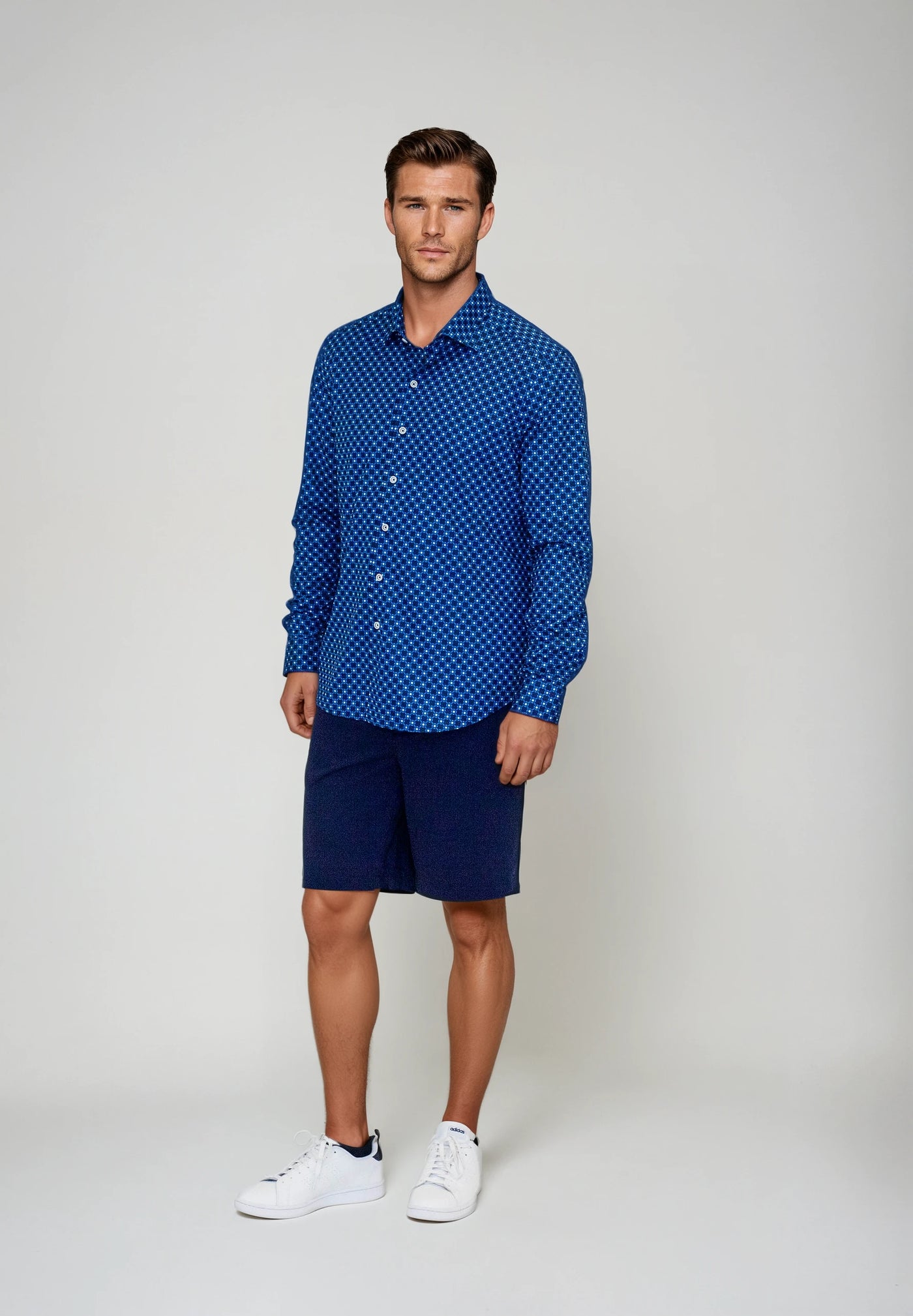 Buki_Retro Blues_Long_Sleeve_Button-Down_Tech_Shirt