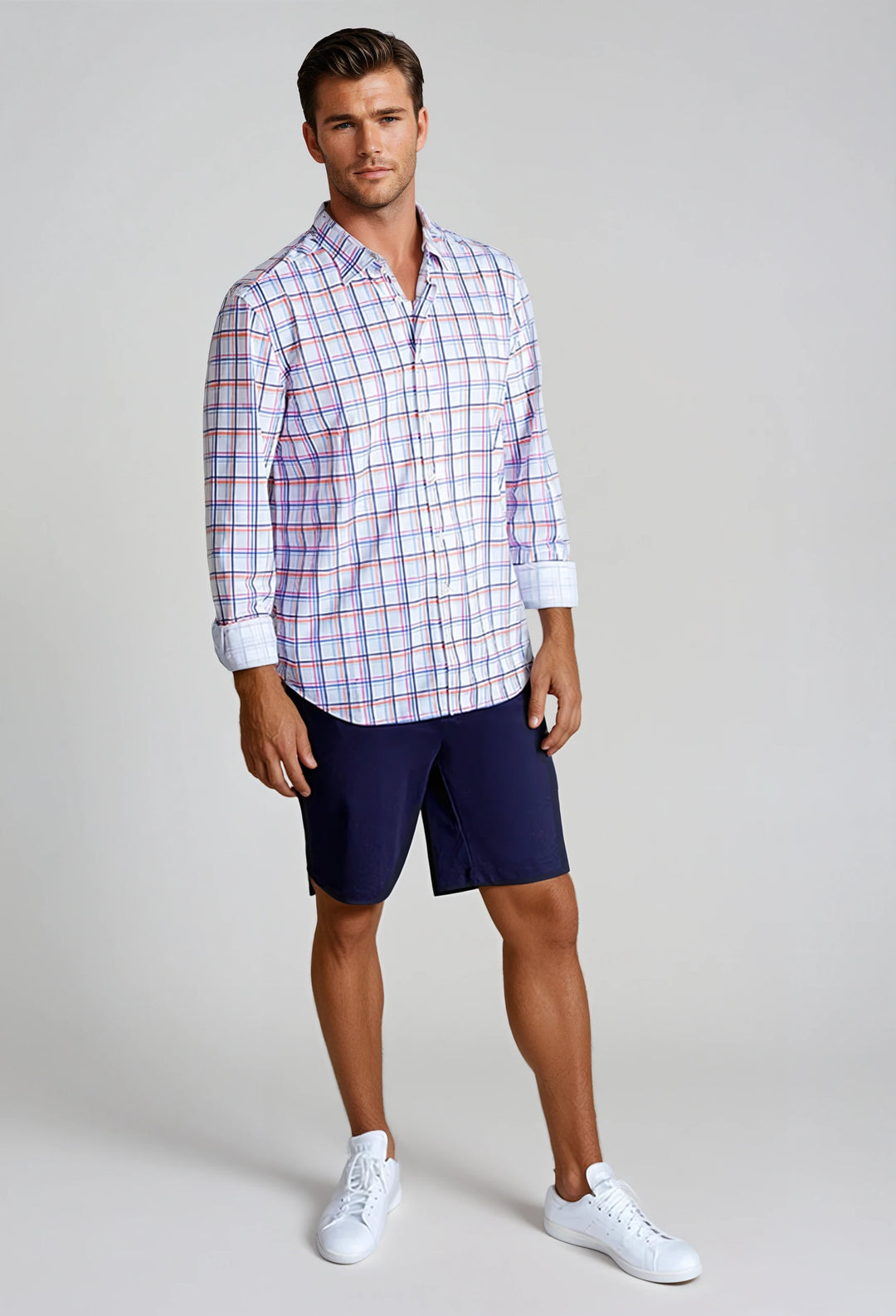 Rob Plaid Long Sleeve Tech Shirt-LONG SLEEVE SHIRTS-BUKI-M-Multicolor-Buki