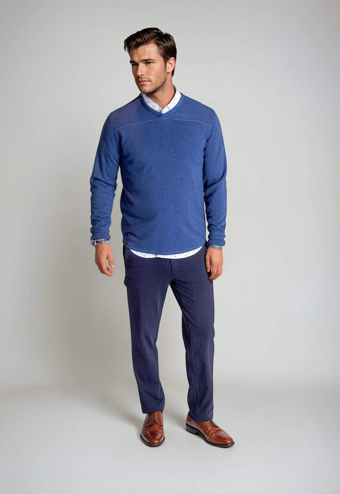 Rugvee Pullover V-Neck Sweatshirt - Tokyo Blue-SWEATSHIRTS-BUKI-Tokyo Blue-S-Buki