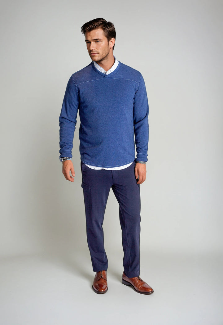 Rugvee Pullover V-Neck Sweatshirt - Tokyo Blue-SWEATSHIRTS-BUKI-Tokyo Blue-S-Buki