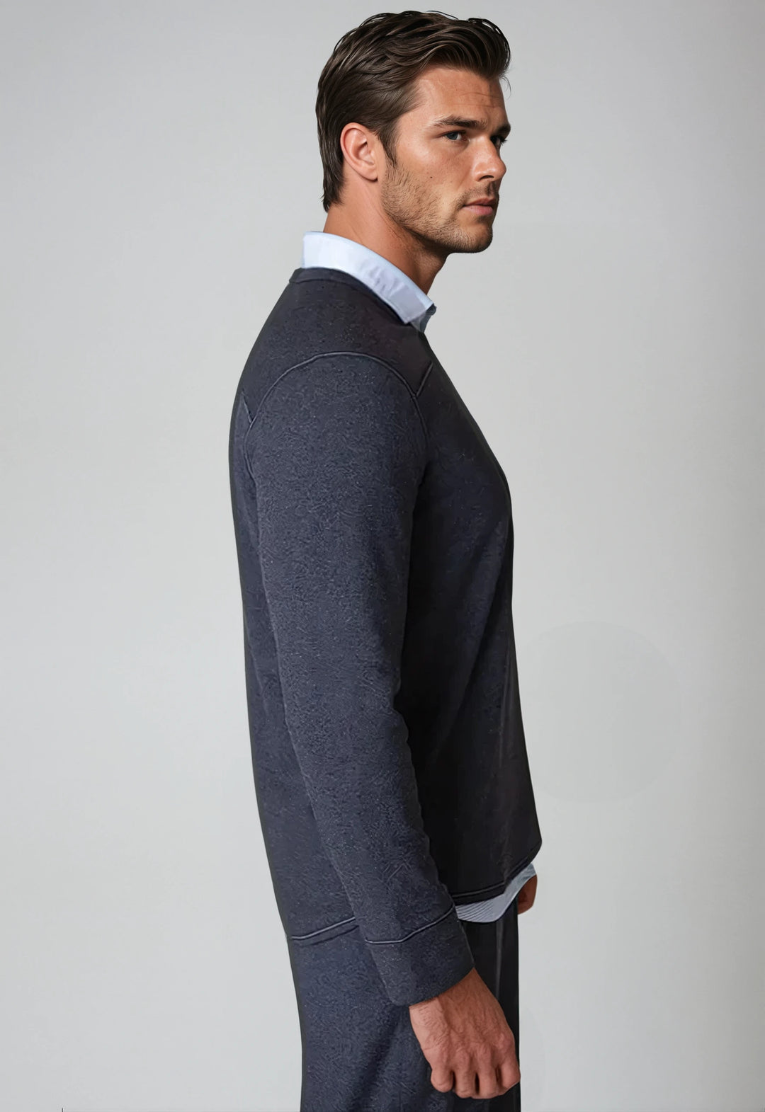 Rugvee Pullover V-Neck Sweatshirt - Charcoal Grey-SWEATSHIRTS-BUKI-Charcoal Grey-S-Buki