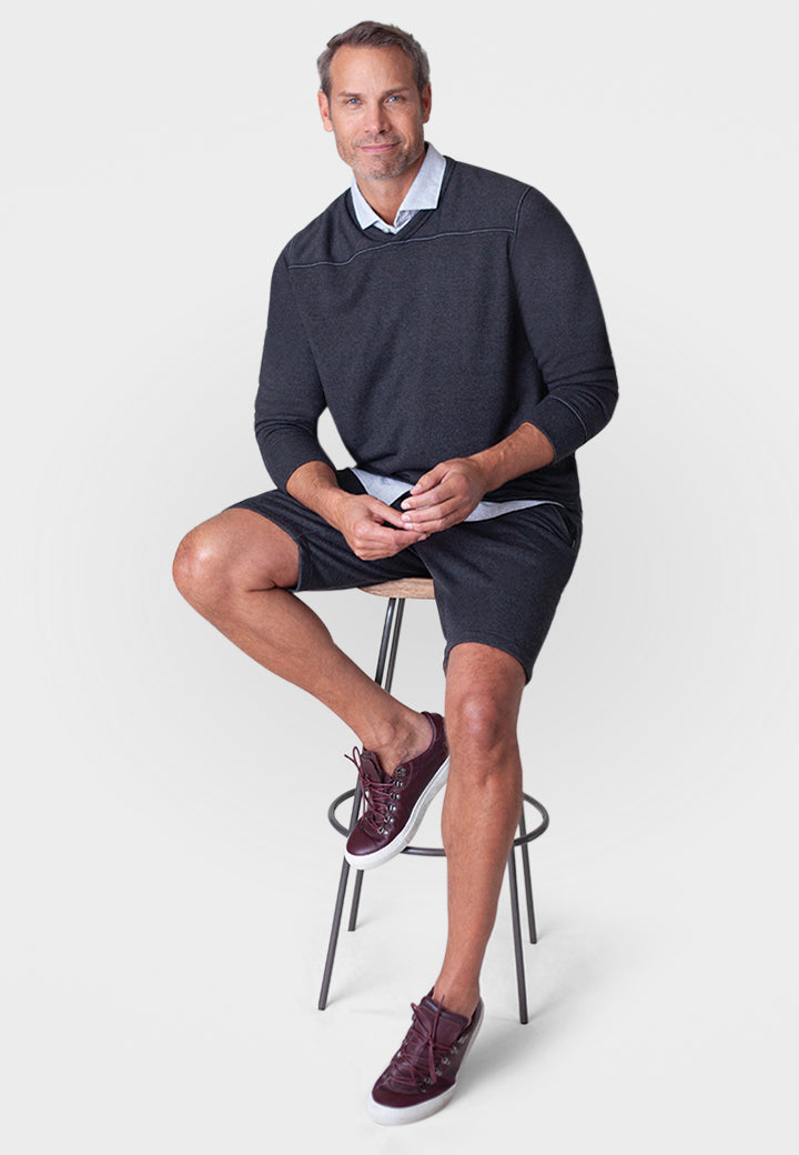 Rugvee Pullover Sweatshirt - Charcoal Grey-V-NECK SWEATSHIRTS-BUKI-Charcoal Grey-S-Buki