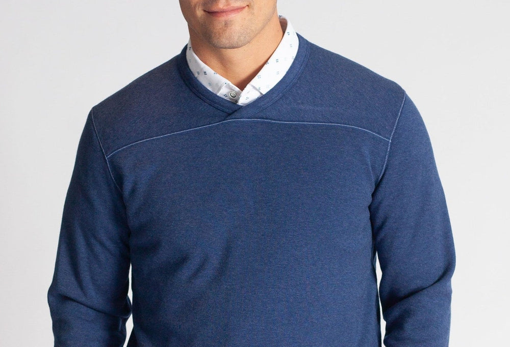 Rugvee Pullover V-Neck Sweatshirt - Tokyo Blue-SWEATSHIRTS-BUKI-Tokyo Blue-Buki