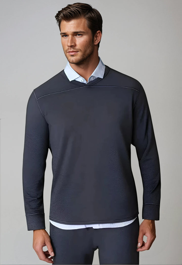 Rugvee Pullover V-Neck Sweatshirt - Charcoal Grey-SWEATSHIRTS-BUKI-Charcoal Grey-S-Buki