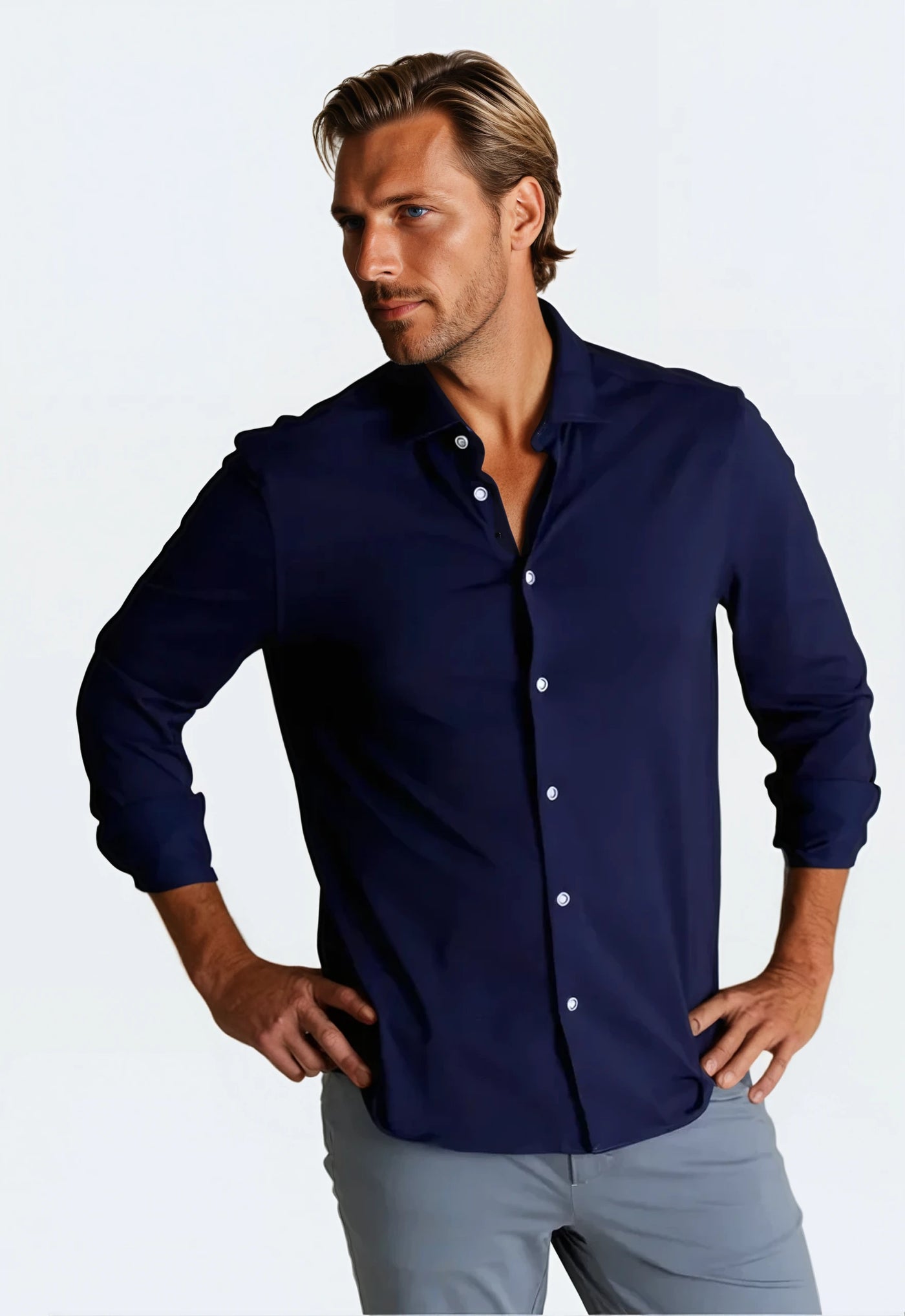 Single Shot Long Sleeve Tech Shirt - Navy-LONG SLEEVE SHIRTS-BUKI-S-Navy-Buki