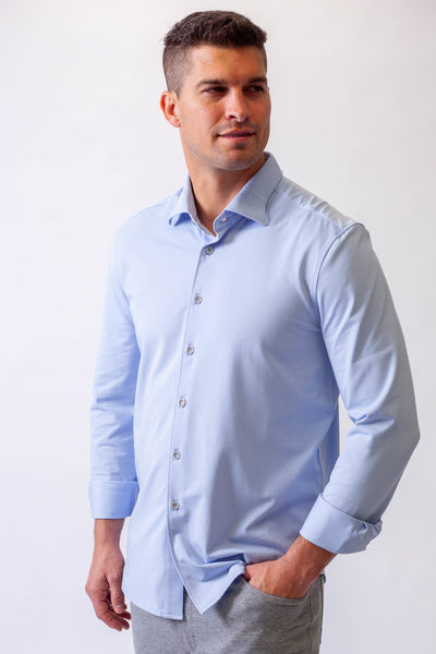 Single Shot Long Sleeve Tech Shirt - French Blue-LONG SLEEVE SHIRTS-BUKI