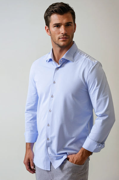 Single Shot Long Sleeve Tech Shirt - French Blue-LONG SLEEVE SHIRTS-BUKI