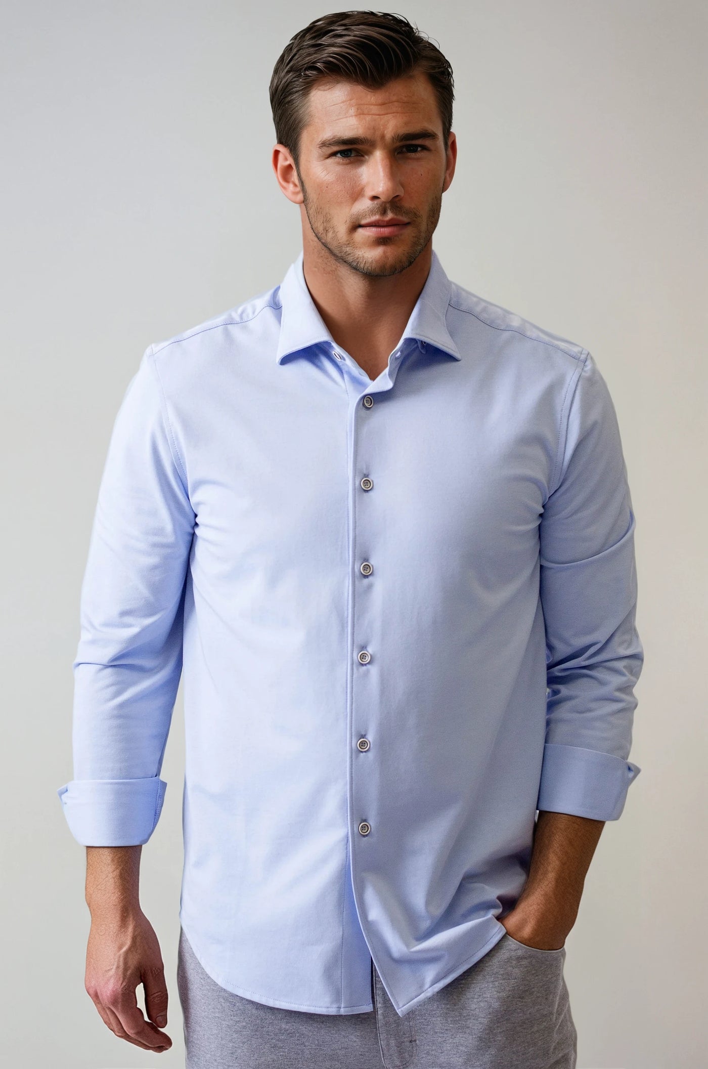 Single Shot Long Sleeve Tech Shirt -  French Blue-LONG SLEEVE SHIRTS-BUKI