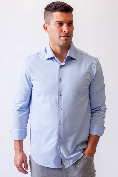 Single Shot Long Sleeve Tech Shirt -  French Blue-LONG SLEEVE SHIRTS-BUKI