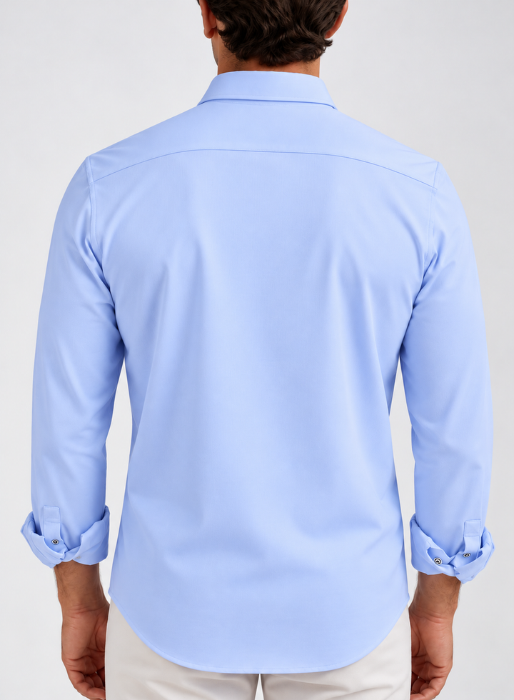 Single Shot Long Sleeve Tech Shirt - French Blue-LONG SLEEVE SHIRTS-BUKI