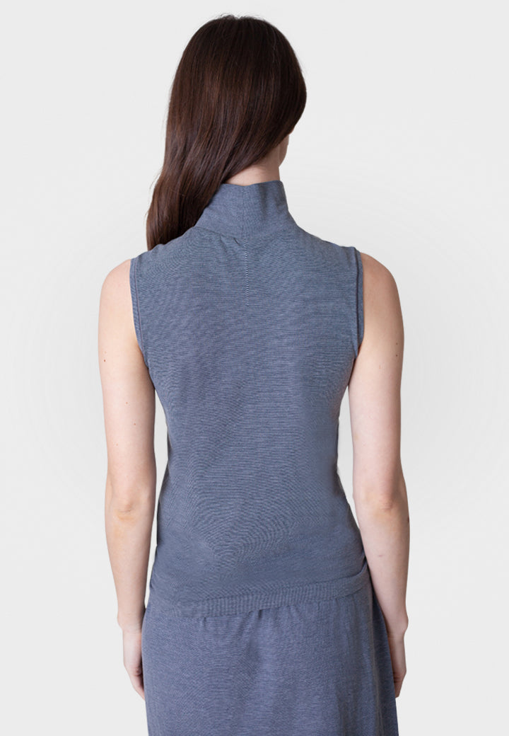 Sleeveless Turtleneck Shirt-SHIRTS & BLOUSES-BUKI-XS-Midnight Navy-Buki