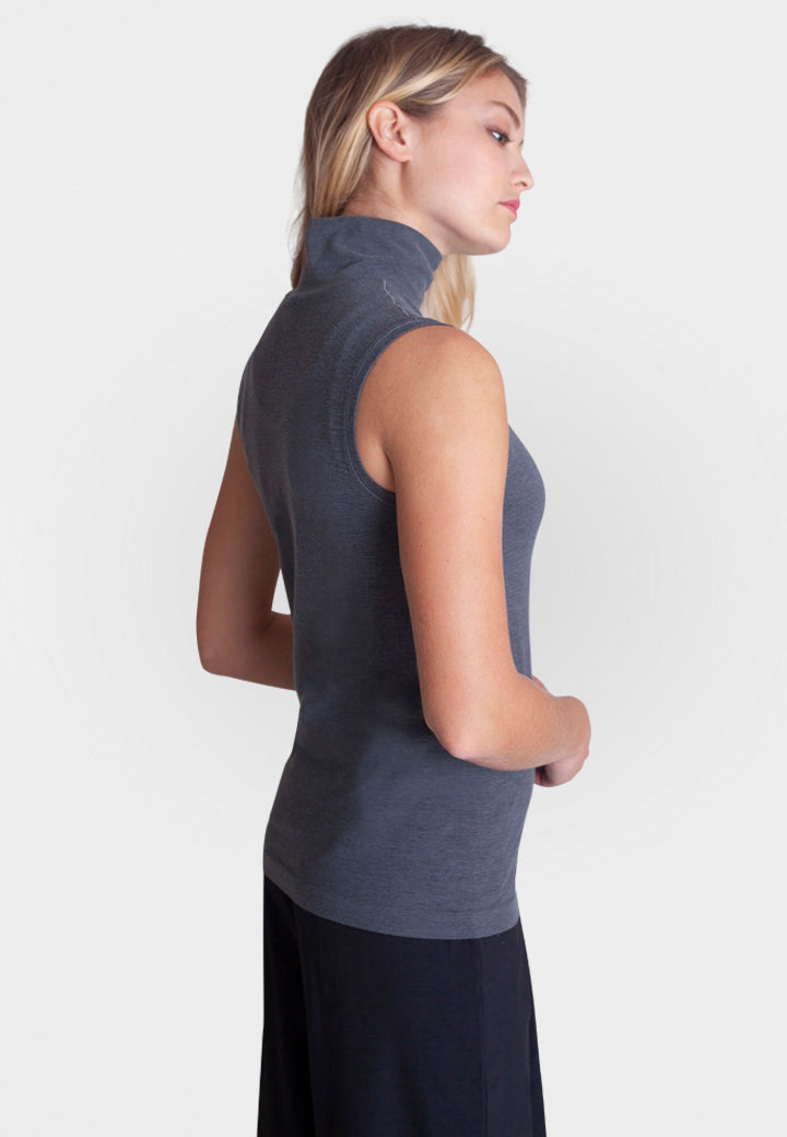 Sleeveless Turtleneck Shirt-SHIRTS & BLOUSES-BUKI-XS-Midnight Navy-Buki