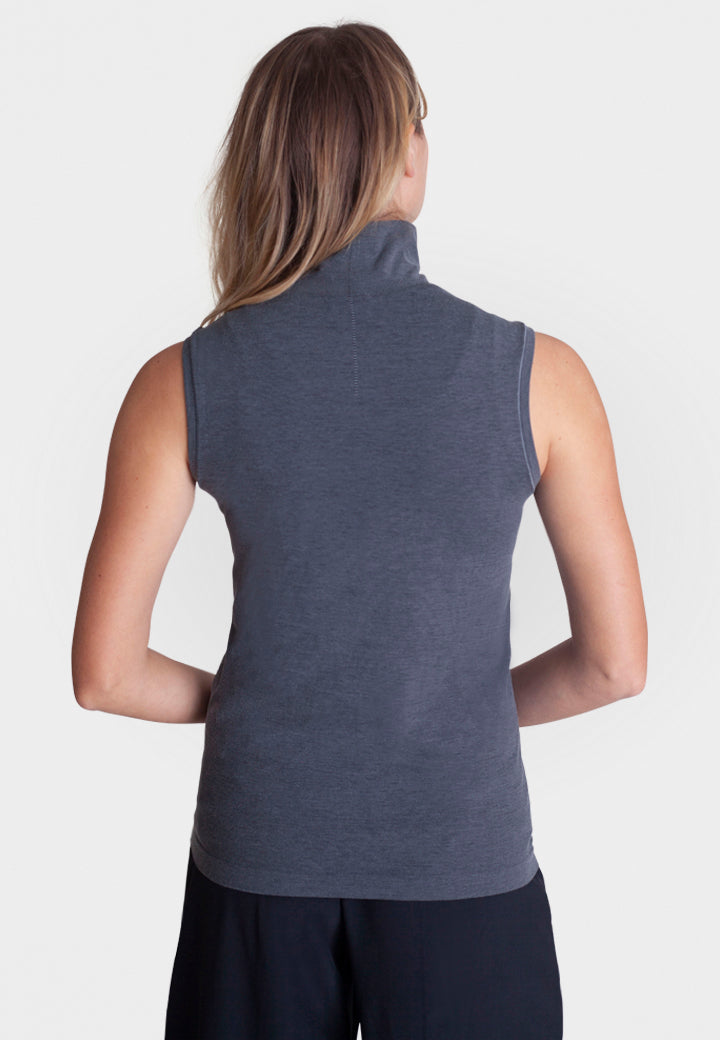 Sleeveless Turtleneck Shirt-SHIRTS & BLOUSES-BUKI-XS-Midnight Navy-Buki