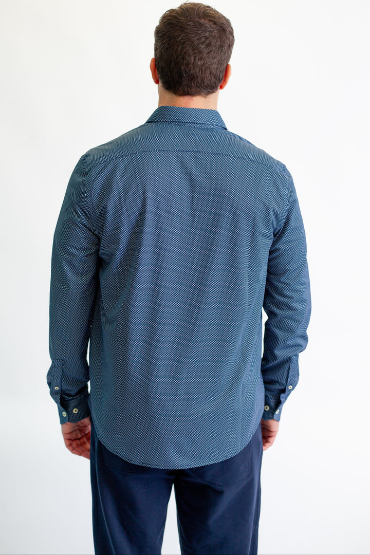 Studio Dot Long Sleeve Tech Shirt - Navy-LONG SLEEVE SHIRTS-BUKI-M-Navy-Buki