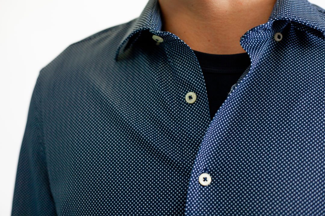 Studio Dot Long Sleeve Tech Shirt - Navy-LONG SLEEVE SHIRTS-BUKI-M-Navy-Buki