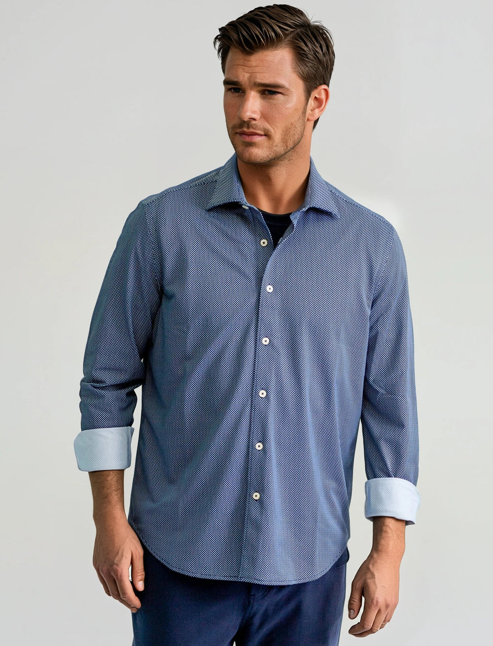 LONG SLEEVE SHIRTS-BUKI-M-Navy-Buki