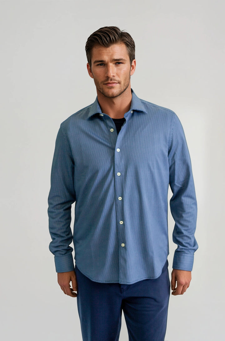 Studio Dot Long Sleeve Tech Shirt - Navy-LONG SLEEVE SHIRTS-BUKI-M-Navy-Buki