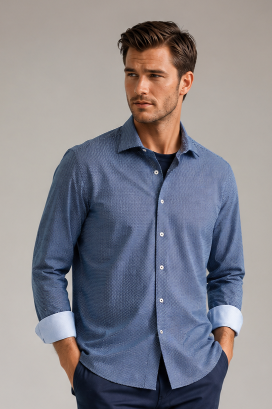 LONG SLEEVE SHIRTS-BUKI-M-Navy-Buk