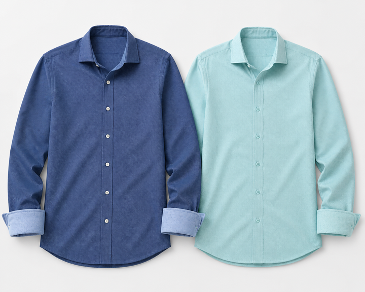 Studio Dot Dress Shirt 2-Pack - Navy/Teal-OUTFIT SETS-BUKI-M-Buki